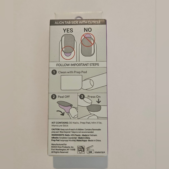 NWT imPRESS Press-On Nails Medium Almond French Black Gold Pink Heart - Picture 3 of 7